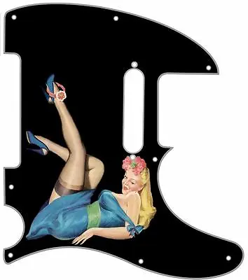 Telecaster Pickguard Custom Fender 8 Hole Guitar Pick Guard Pin Up Blue Dress BK • $58.91