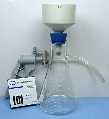 $97.35 • Buy 1000 ML FILTRATION FLASK / BUCHNER FUNNEL / VACUUM PUMP / Filtration Set
