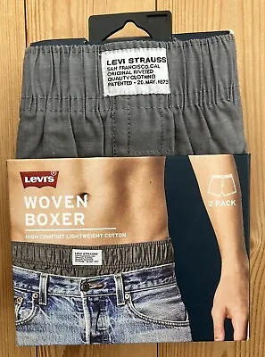 Levi's Woven Cotton Boxer Shorts Mens Medium 2 PACK. New Unused. • £19.99