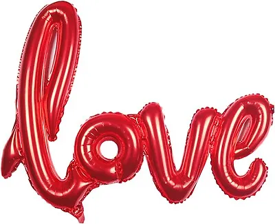 4 Pk Of Large Red 42  Word Phrase Cursive  Love  Engagement Mylar Balloons  • $8.98