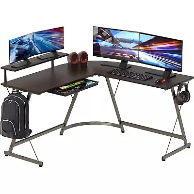 Vista L-Shape Desk With Monitor Stand Espresso • $121.31