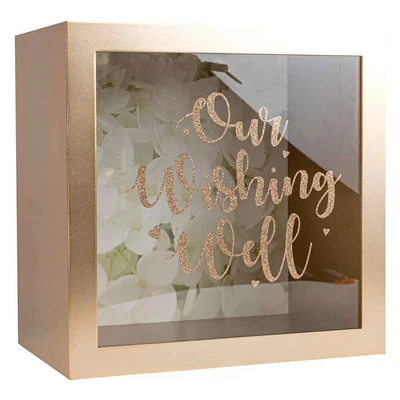 Rose Gold Wishing Well Glitter Wooden 30x20cm Birthday Keepsake Gift Display • $62