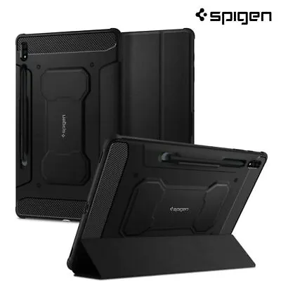 Samsung Galaxy Tab S7+ | S8+ Case | Spigen [Rugged Armor Pro] Slim Cover - Black • £26.99