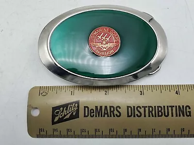 Vintage U.S. Marine Corps Aviation Belt Buckle - Enameled Metal / Green • $12.91