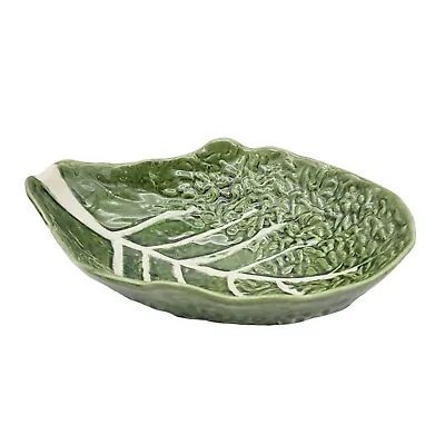 VTG Majolica Light Green Large Cabbage Leaf Ceramic Bowl Portugal 642 Garden • $26.78