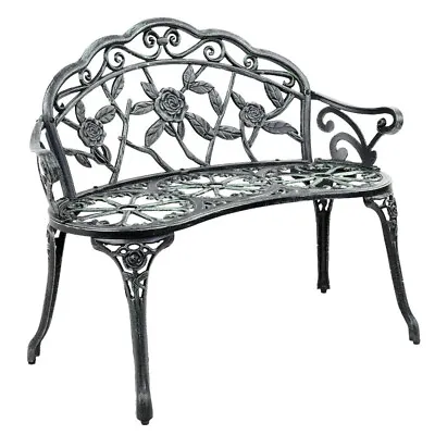 Gardeon Garden Bench Seat 100cm Cast Aluminium Outdoor Patio Chair Vintage Green • $137.15