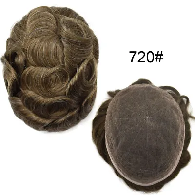 Mens Toupee Full French Lace Natural Bleached Human Hair Piece Wig Replacement • $229