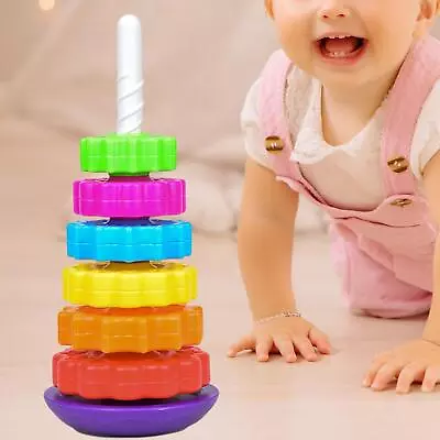 Baby Rotating Stacking Toys Rainbow Ring Stacker For Party Holiday Birthday • £10.26