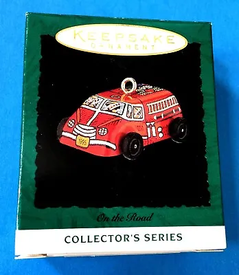 Hallmark  On The Road  Tin Fire Truck Miniature Ornament 1995 • $5.75