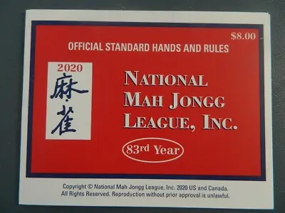 2020 National Mah Jongg League Rules Game Card (5 X 4 In) Authentic • $12.95