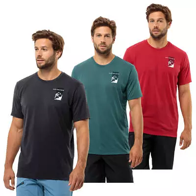 Jack Wolfskin Mens 2024 Vonnan Short Sleeve Moisture Wicking Graphic T-Shirt • £31.99