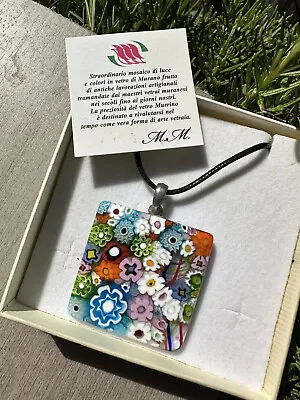 Venetian Murano Glass Pendant Necklace - Hand Made Glass ITALY • $39.95