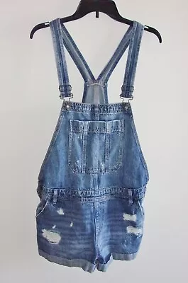 Women's Aeropostale Blue Jean Shorts Overalls - Shortalls DISTRESSED - XL • $13.39