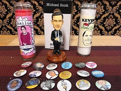 The Office Michael Scott Bobblehead +Homemade  Buttons + Candles + NBC TV Show • $49