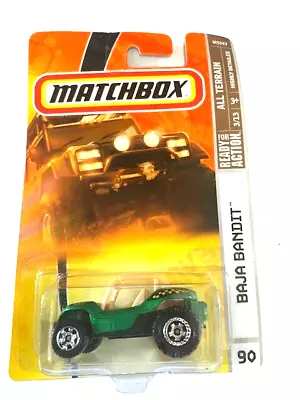 Mattel Wheels MATCHBOX 2008 #90 Baja Bandit Dark Green Body Checkers Tampo • $9.99