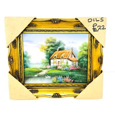 Collectible Cottage House Oil Painting Art By Artist Marten Wood Framed • $103.98