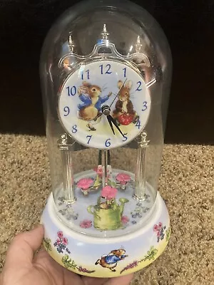 VTG Beatrix Potter Peter Rabbit Anniversary Clock Pendulum & Dome Tested WORKS • $39.99