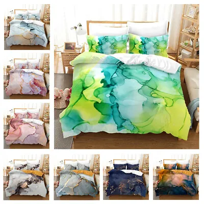 Ink Marbling Doona Quilt Duvet Cover Set Pillowcase Single Double Queen Size Bed • £43.98