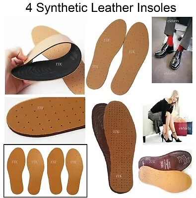 £2.45 • Buy 4x Leather Shoe Insoles Synthetic Unisex Anti Odour Sport Work Men Women Boot UK