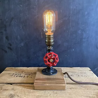 Industrial Table Lamp Water Pipe Desk Light Steampunk Edison Bulb Hand Crafted • $39.95