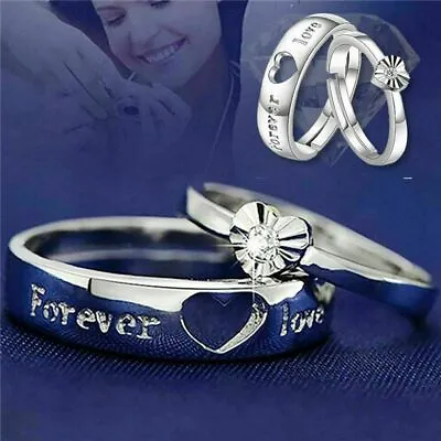 Band Heart Ring Men's Women's Forever Love Promise Plated • £2.76