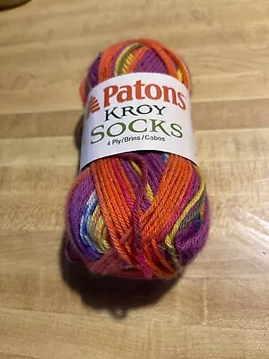 Patons Kroy Socks Yarn - Mexicala Stripes New Rainbow Wool/ Nylon Blend • $6