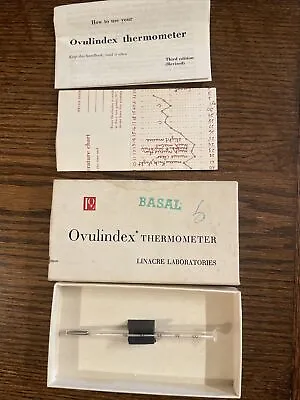 Vtg Ovulindex Glass OvulationThermometer Linacre Labs W/ Box & Manual + Chart • $35