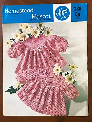 Midgley & Catton 388 Knitting & Crochet Pattern Baby 4 Ply Dresses In 2 Designs • £1.75