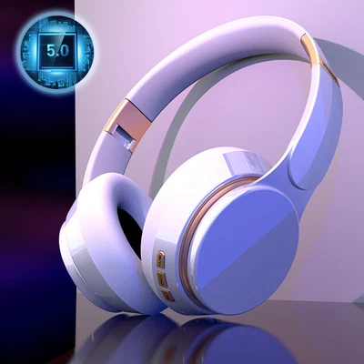 $25.89 • Buy Foldable Wireless Bluetooth 5.0 Over Ear Headphones With Mic Deep Bass White