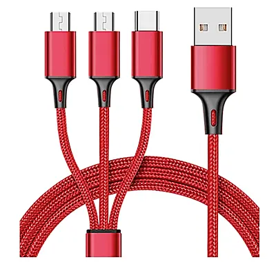 2 Pack  3 In 1 Multi USB Charger Charging Cable Mirco-usb Type-C Apple • £3.14