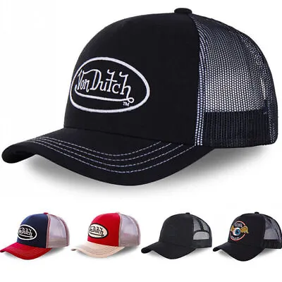 Von Dutch Baseball Cap Sun Shading Breathable Embroidered Mesh Hat Trucker Hat • £7.97