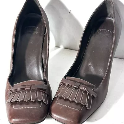 Joan & David Circa Pumps Brown Size 9 Moccasin Fringe Vintage EUC • $30.40