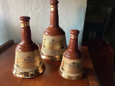 Set Of 3 Wade Pottery Bell's Scottish Whisky Decanters • £10