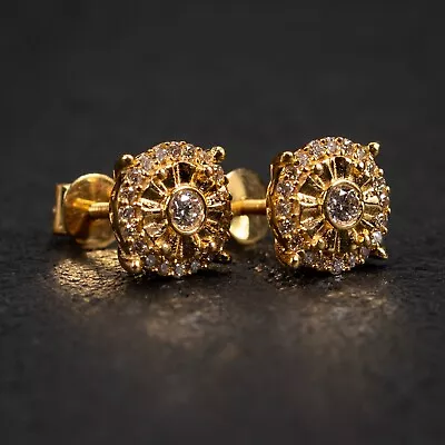 Men's 14K Yellow Gold 0.28 Ct Round Natural Diamond Screw Back Stud Earrings • $329.99