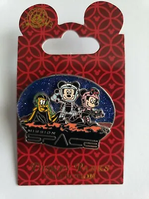 Disney Parks Mission: Space Pin - New - Mickey Minnie Pluto Blue Glitter Epcot • $9.95