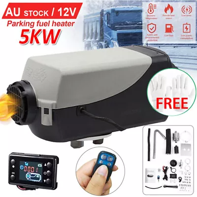 Diesel Air Heater 12V 5KW Tank Remote Control Thermostat Caravan Motorhome RV • $112.69