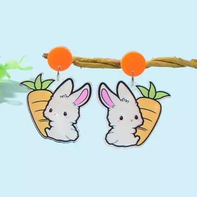 New Easter Gift Bunny Earrings Acrylic Carrot Rabbit Dangling Stud Girls Jewelry • $2.98