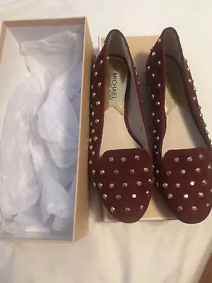 New Authentic Michael Kors Purple Studded Flats W/ Orig Box Fr Macys • $55