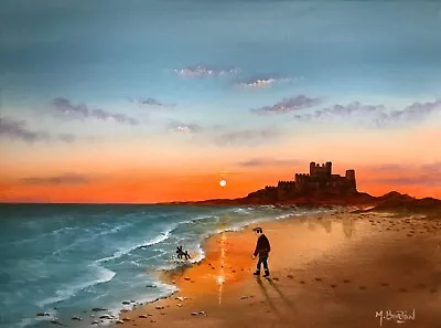 Mal.burton Original Oil Painting  Sunrise Bamburgh Castle  Northern Art Direct • £165