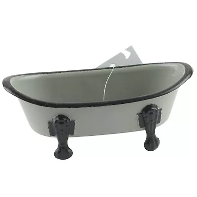 Black Rimmed Iron Bathtub Soap Dish Holder Retro 5.5  Wide Light Gray • $13.95