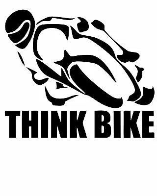 Think Bike-Sticker-Funny-Stickers-Decals-Car-Wall-Mirror-Window-140x162mm • £1.79