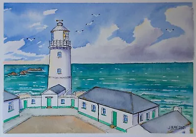 An Original Watercolour Painting Of Trevose Lighthouse. • £10