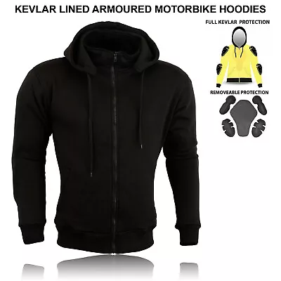 Men Motorbike Fleece Hoodies Made With Kevlar Removable Armour Motorcycle Jacket • $49.31