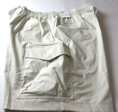 Nike Men's Club Woven Unlined Utility Cargo Shorts Light Bone White Free Ship • $45.99