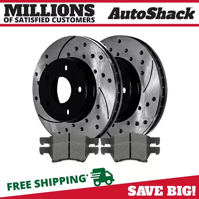 $72.98 • Buy Front Drilled Slotted Brake Rotors Black & Pads For Dodge Grand Caravan 3.8L V6