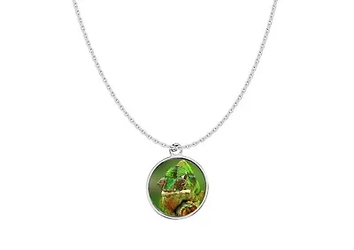 Chameleon Reptile Ref1z1 DOME 18  On A Platinum Plated Necklace Jewellery Gift • $11.69