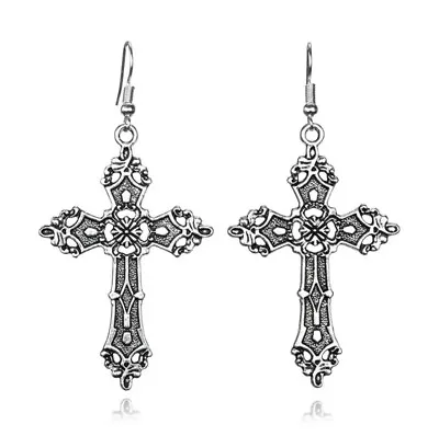 £3.99 • Buy Big Cross Dangle Earrings Boho Statement Jewellery 