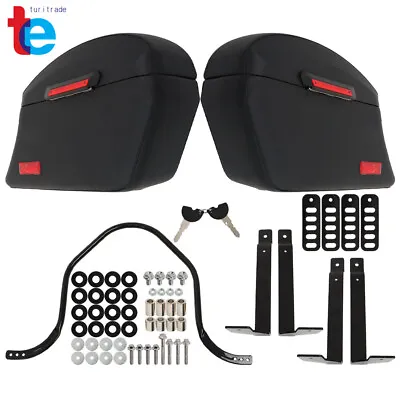 Black Hard Bags Saddlebags &Heavy Duty Mounting Kit For Yamaha Kawasaki Honda • $300.13