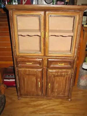  Vintage Dollhouse Dresser Hutch Maple Town Story Dining Room China Cabinet  • $18.95