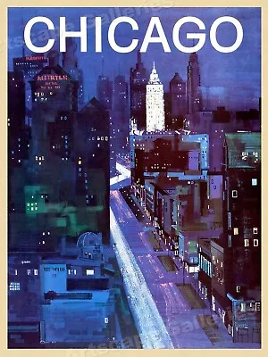 Chicago 1960s Vintage Style Travel Poster - 18x24 • $12.95